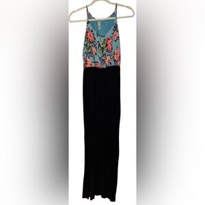 Floral Maxi Dress with Black Skirt